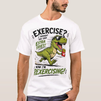 Een grappig T-shirt ontwerp met een dinosaurus