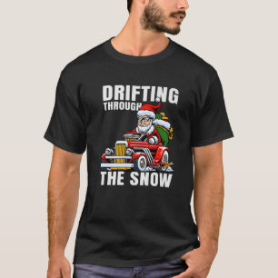 Een grappige auto die de kerstman bestuurt als een t-shirt