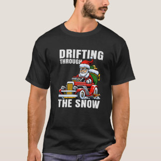 Een grappige auto die de kerstman bestuurt als een t-shirt