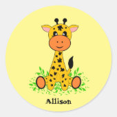 Een grappige baby giraf voor kinderen ronde sticker (Voorkant)