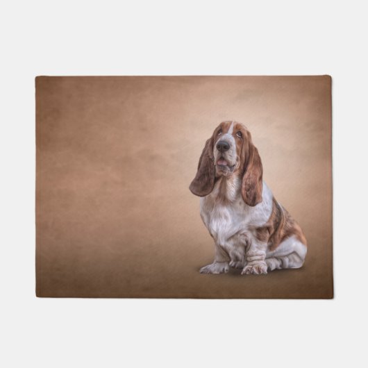 Een grappige Basset Hound-hond tekenen Deurmat (Voorkant)