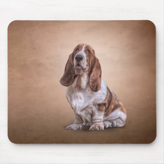 Een grappige Basset Hound-hond tekenen Muismat (Voorkant)