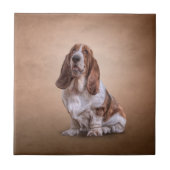 Een grappige Basset Hound-hond tekenen Tegeltje (Voorkant)