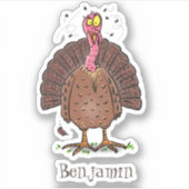 Een grappige boerderij vogel met vliegende cartoon sticker (Voorkant)