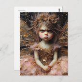 Een grappige chagrijnige fee in het roze briefkaart (Voorkant / Achterkant)