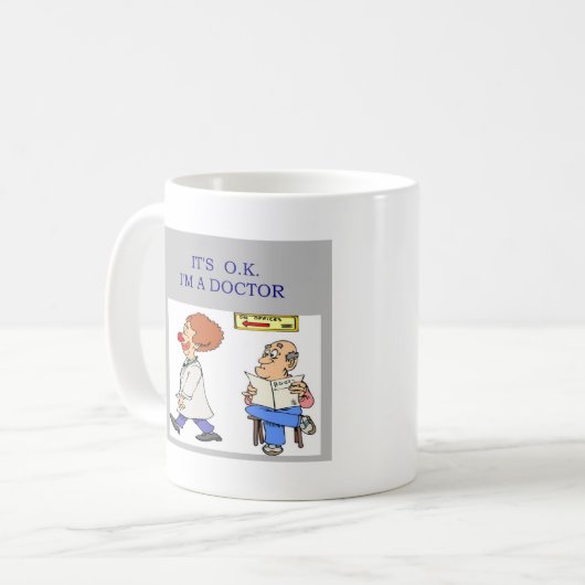 een grappige dokter koffiemok (Voorkant links)