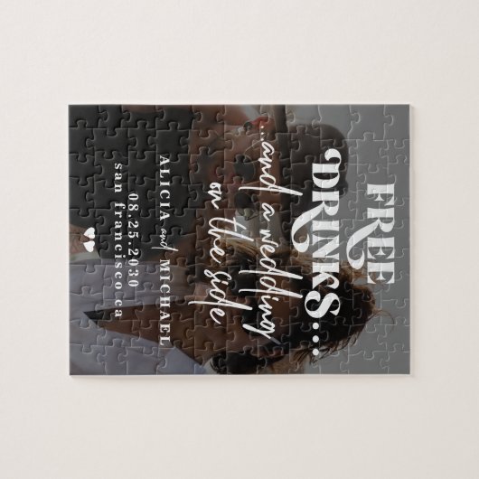 Een grappige foto van de moderne bruiloft die de d legpuzzel (Horizontaal)