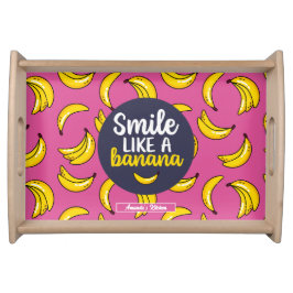 Een grappige glimlach als een bananenretro-fruitpa dienblad