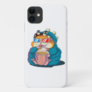 Een grappige hamster die een bril draagt, eet popc Case-Mate iPhone case