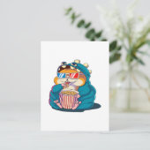 Een grappige hamster met een bril eet popcorn briefkaart (Staand voorkant)