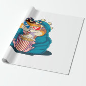 Een grappige hamster met een bril eet popcorn cadeaupapier (Uitgerold)