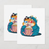 Een grappige hamster met een bril eet popcorn informatiekaartje (Voorkant / Achterkant)