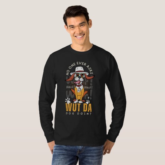 Een grappige hond die pet en zonnebrillen draagt t-shirt (Voorkant volledig)