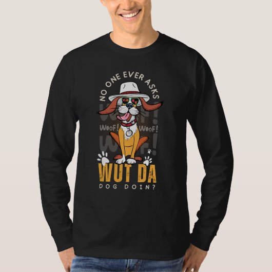 Een grappige hond die pet en zonnebrillen draagt t-shirt (Voorkant)