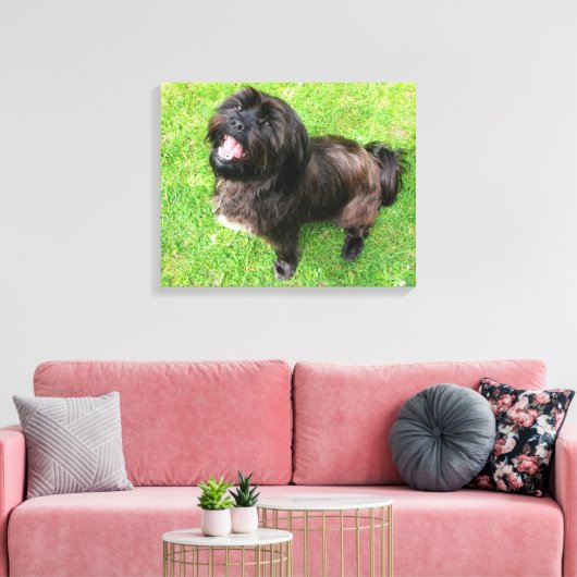 Een grappige hond met houding! canvas afdruk (Insitu (Woonkamer))