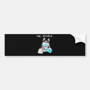 Een grappige husky hond met een cadeau voor een ge bumpersticker