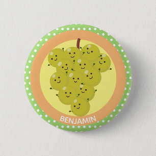 Een grappige illustratie van de cartoon van druive ronde button 5,7 cm