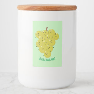 Een grappige illustratie van de cartoon van druive voedselcontainer etiket