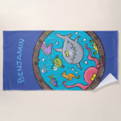 Een grappige illustratie van de cartoon van zeeen strandlaken (Voorkant)