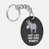 Een grappige jongen die van ezels houdt sleutelhanger (Voorkant Links)