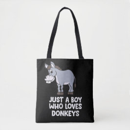 Een grappige jongen die van ezels houdt tote bag