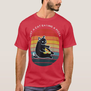 Een grappige kat die een Pepperoni Slice eet, een T-shirt