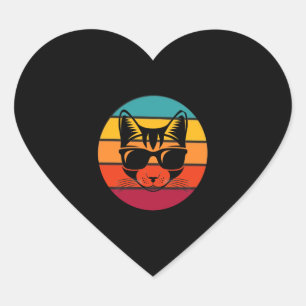 Een grappige kat met een bril hart sticker