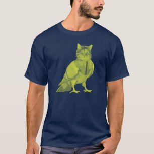 Een grappige kat met een duif die een vogelontwerp t-shirt