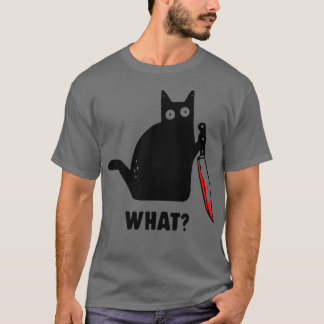 Een grappige kat met een mes t-shirt