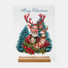 Een grappige kerstillustratie, acryl bord