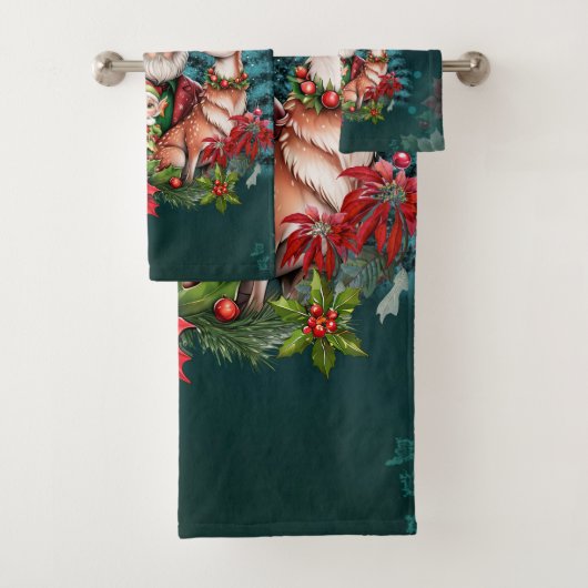 Een grappige kerstillustratie, bad handdoek (Insitu)