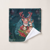 Een grappige kerstillustratie, bad handdoek (Wasdoekje)