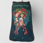 Een grappige kerstillustratie, golfheadcover (Draai 90)
