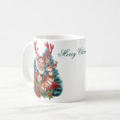 Een grappige kerstillustratie, koffiemok (Voorkant links)