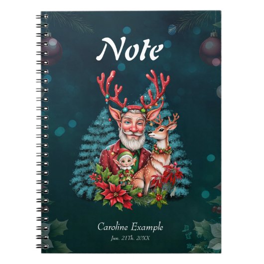 Een grappige kerstillustratie, notitieboek (Voorkant)