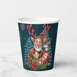 Een grappige kerstillustratie, papieren bekers