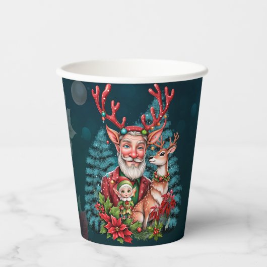 Een grappige kerstillustratie, papieren bekers (Voorkant)