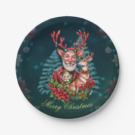 Een grappige kerstillustratie, papieren bordje
