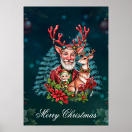 Een grappige kerstillustratie, poster