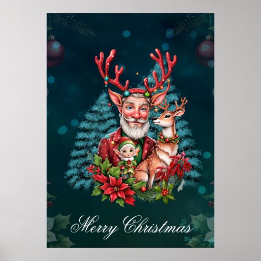 Een grappige kerstillustratie, poster (Voorkant)