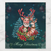 Een grappige kerstillustratie, wijn etiket (Enkel label)
