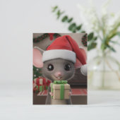 Een grappige Kerstman Hoed Muis Briefkaart (Staand voorkant)