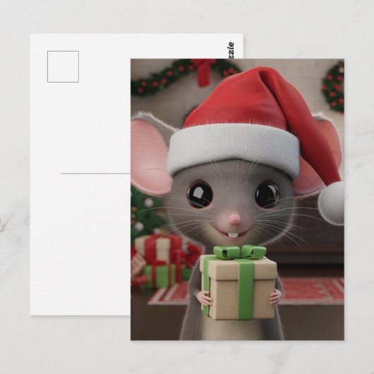 Een grappige Kerstman Hoed Muis Briefkaart (Voorkant / Achterkant)