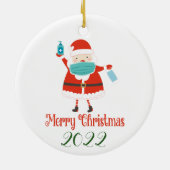Een grappige kerstman met gezichtsmasker en Saniti Keramisch Ornament (Achterkant)