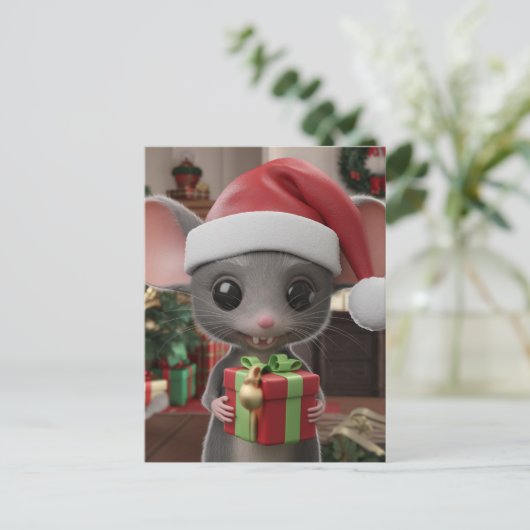Een grappige kerstmuis briefkaart (Staand voorkant)