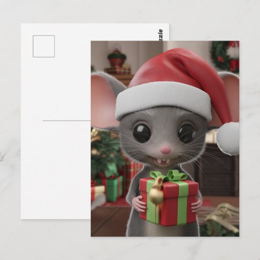 Een grappige kerstmuis briefkaart (Voorkant / Achterkant)