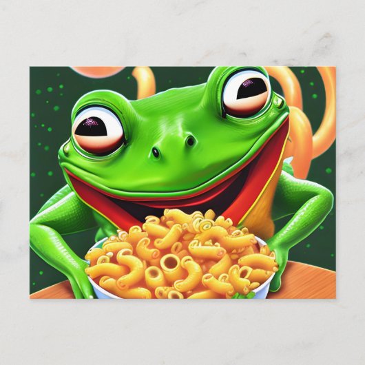 Een grappige kikker met macaroni noedels briefkaart (Voorkant)