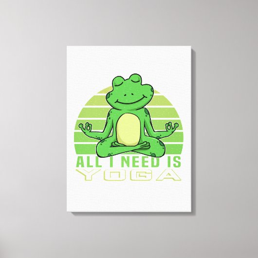 Een grappige kikker met yoga. canvas afdruk (Voorkant)