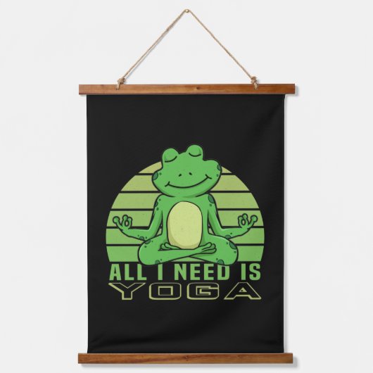 Een grappige kikker met yoga. hangend wandkleed (Voorkant)