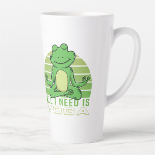 Een grappige kikker met yoga. latte mok